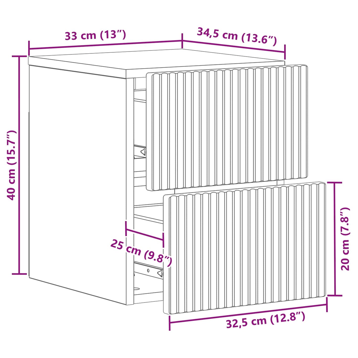 Væghængt Natbord Gammelt træ 33 x 34,5 x 40 cm Konstrueret træ