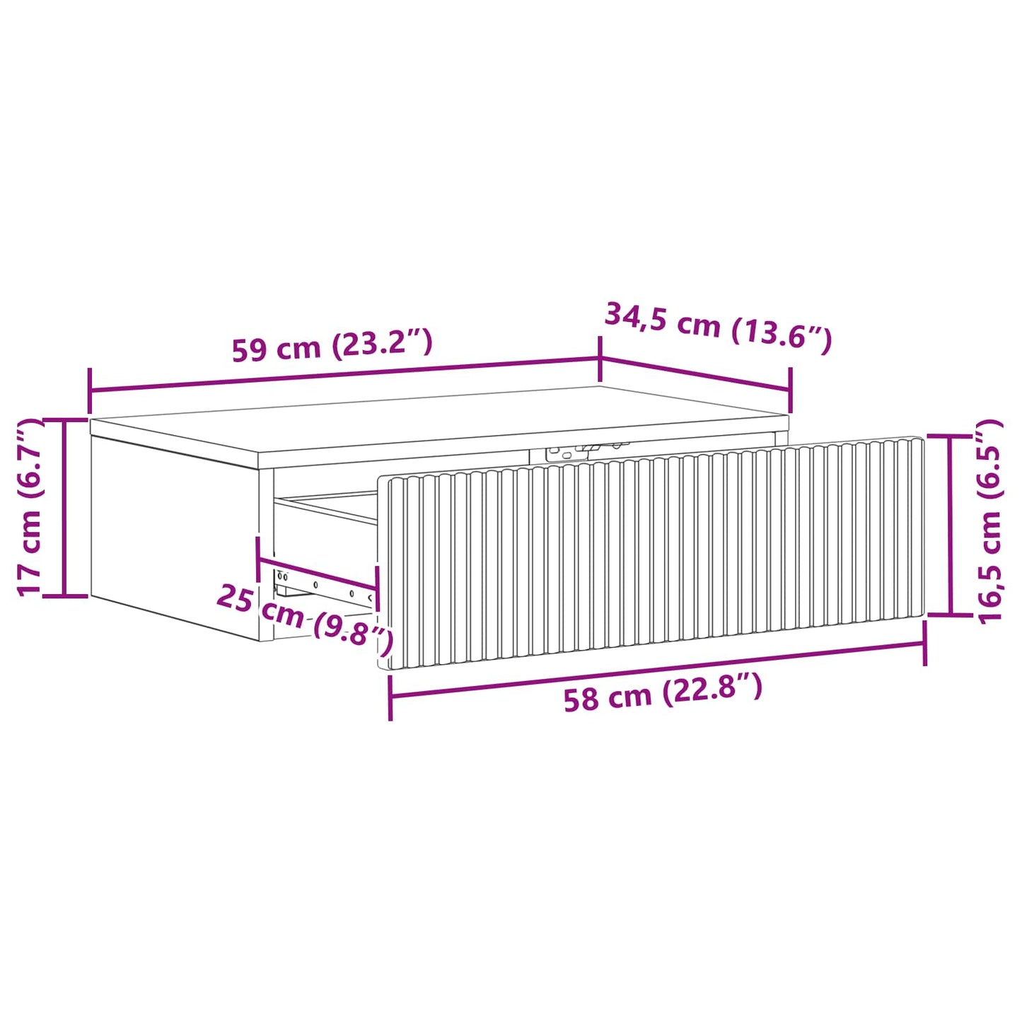 Væghængt Sideskab 59 x 34,5 x 17 cm Konstrueret træ Røget eg