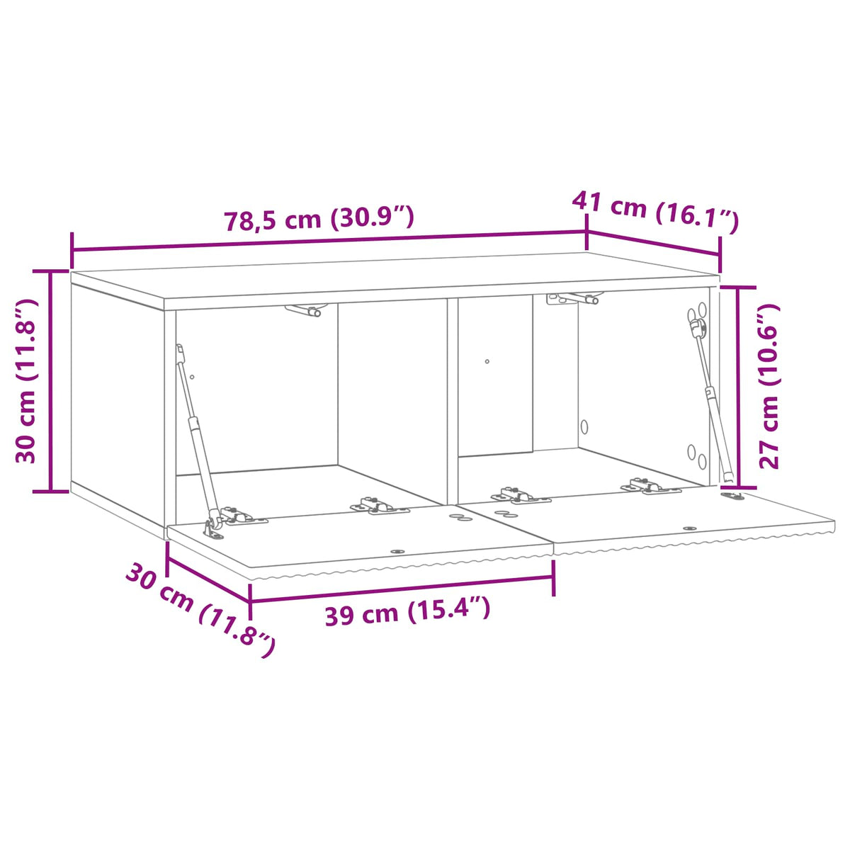Væghængt TV-skab 78,5 x 41 x 30 cm Røget eg Konstrueret træ
