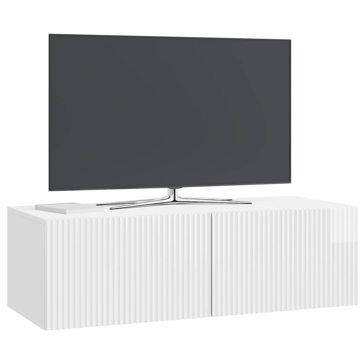 Væghængt TV-skab 98 x 41 x 30 cm Hvid højglans Konstrueret træ
