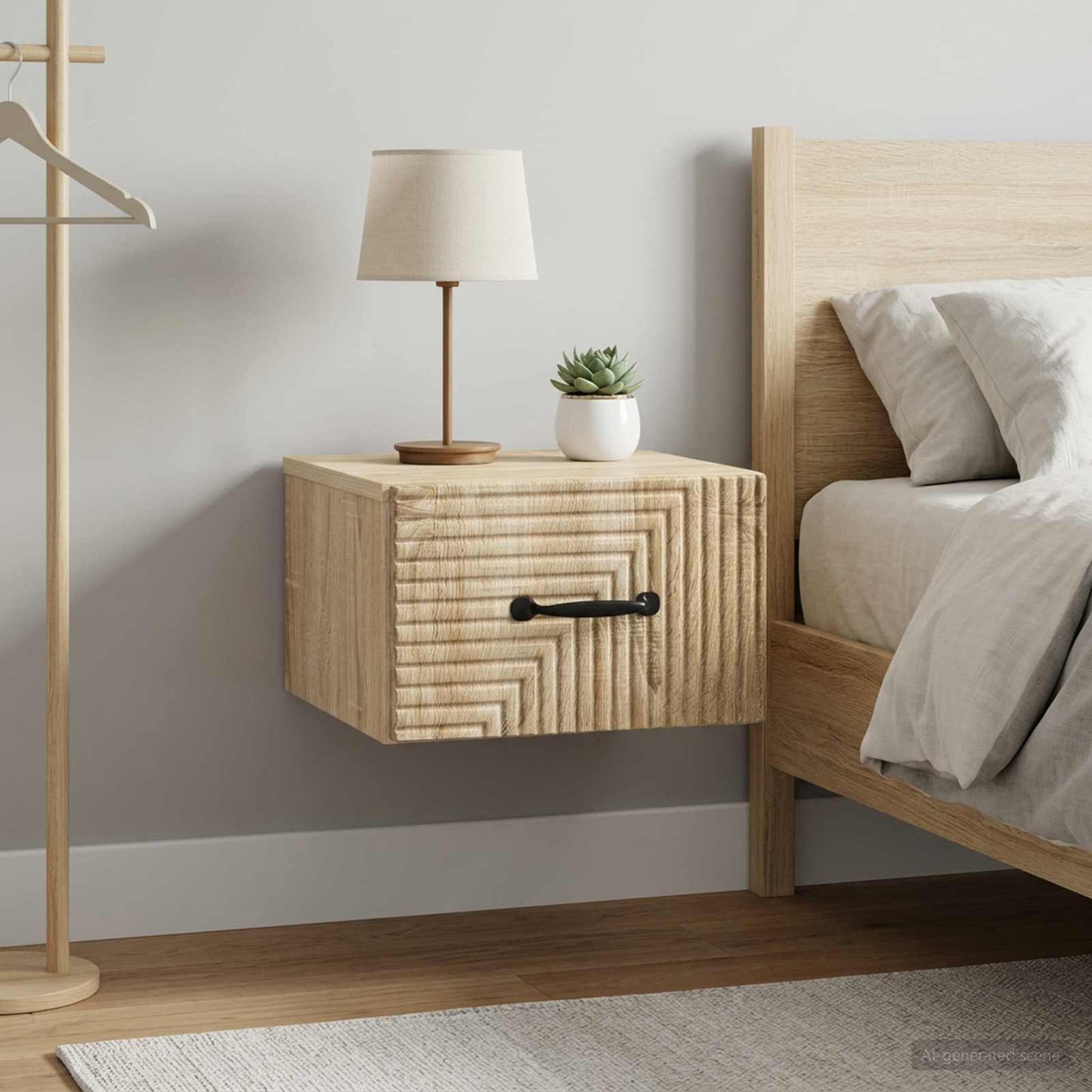 Væghængt Natbord 2 stk. Sonoma-eg 34,5 x 33 x 20 cm