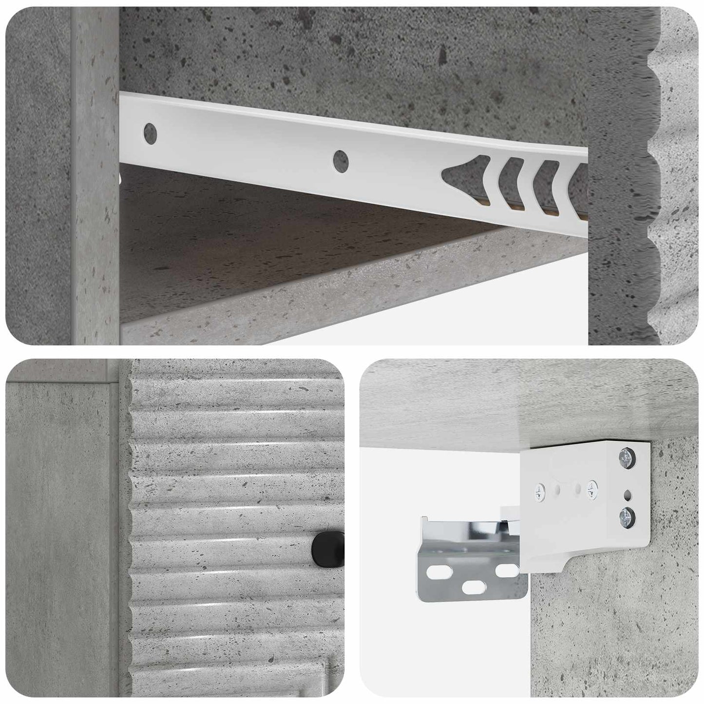 Væghængt Natbord Betongrå 34,5 x 33 x 20 cm Konstrueret træ