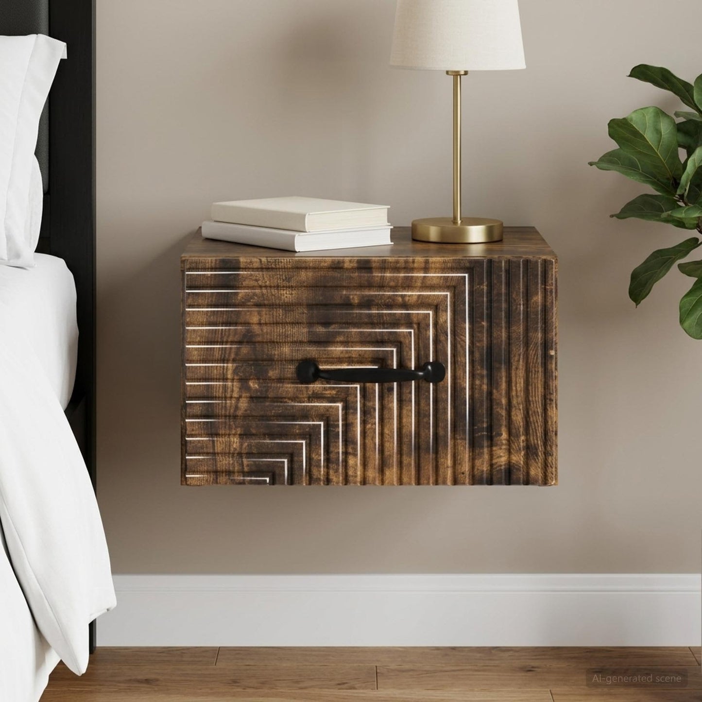 Væghængt Natbord Røget eg 34,5 x 33 x 20 cm Konstrueret træ