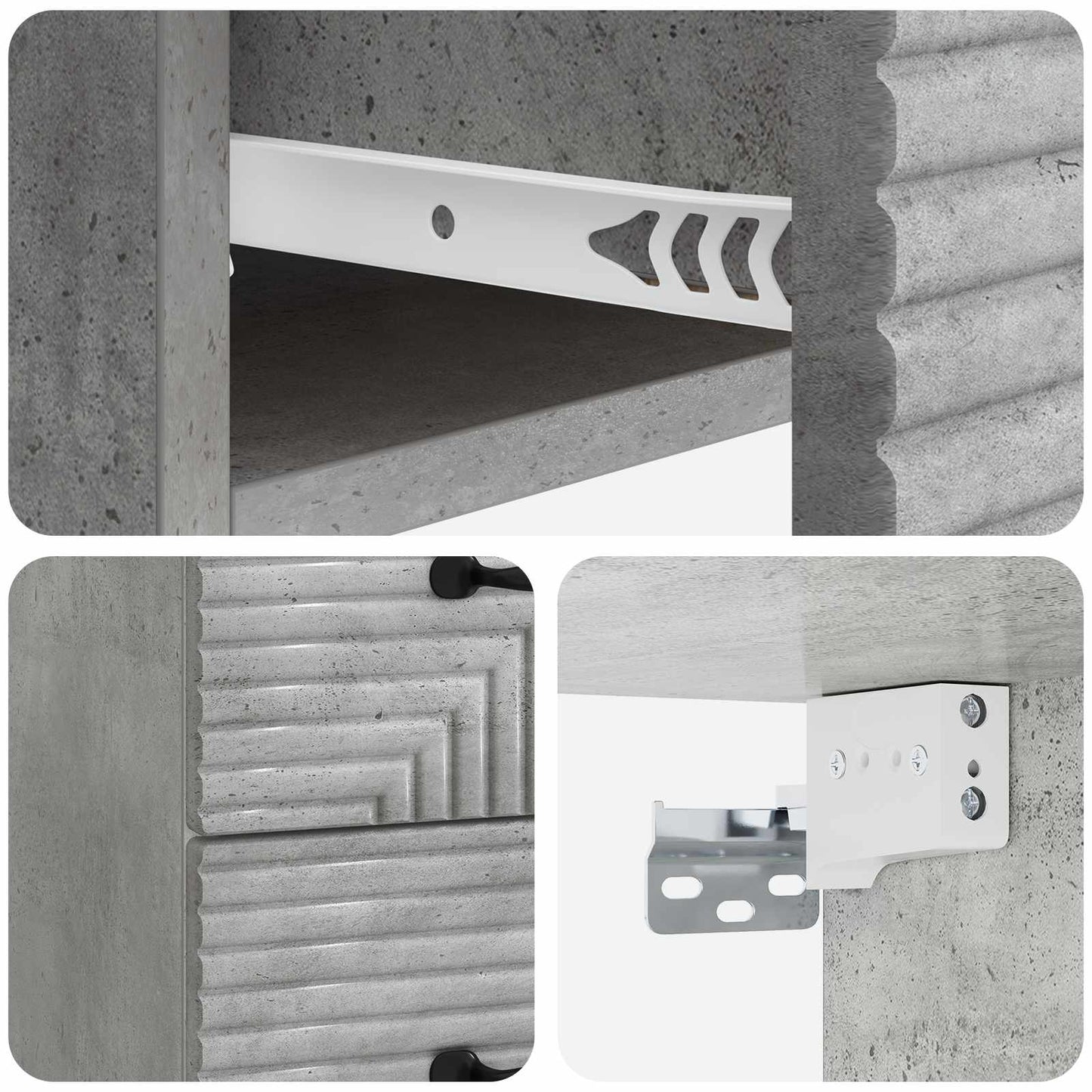 Væghængt Natbord Betongrå 34,5 x 33 x 40 cm Konstrueret træ