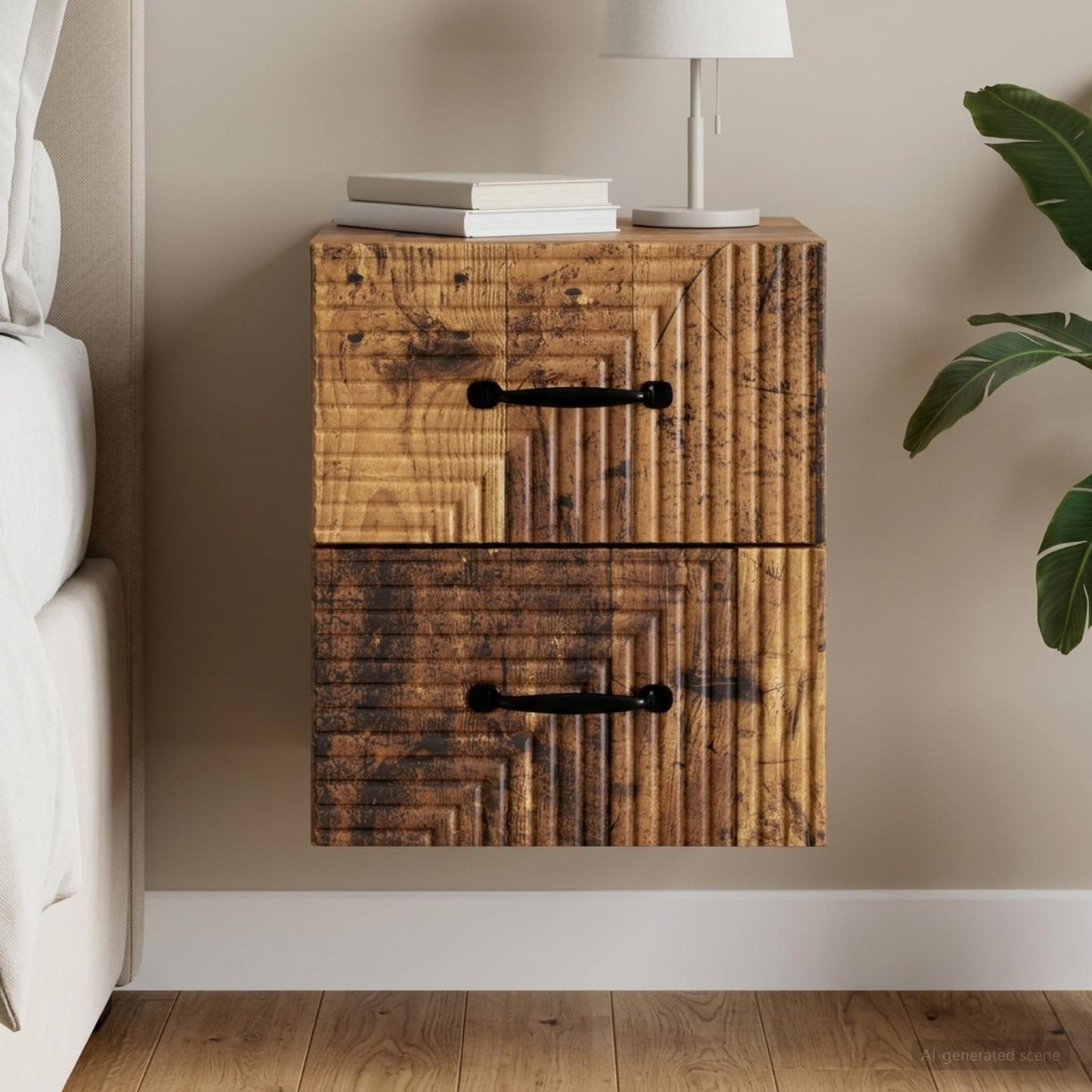 Væghængt Natbord Gammelt træ 34,5 x 33 x 40 cm Konstrueret træ
