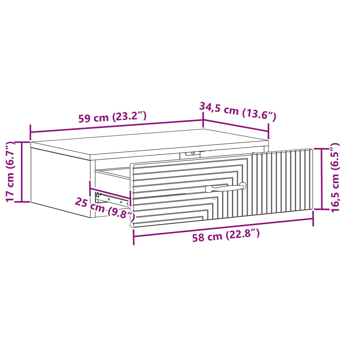 Væghængt Sideskab 59 x 34,5 x 17 cm Konstrueret træ Røget eg