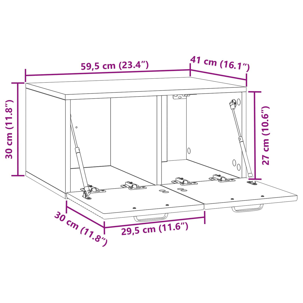 Væghængt TV-skab Gammelt træ 59,5 x 41 x 30 cm Konstrueret træ