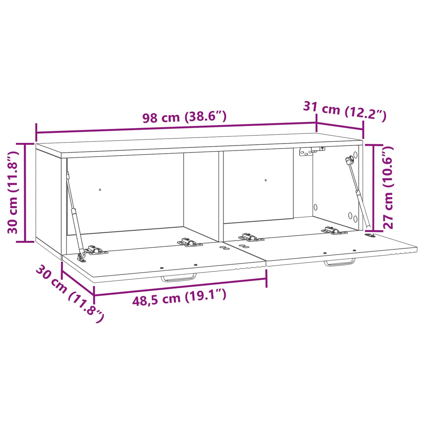 Væghængt TV-skab Gammelt træ 98 x 31 x 30 cm Konstrueret træ