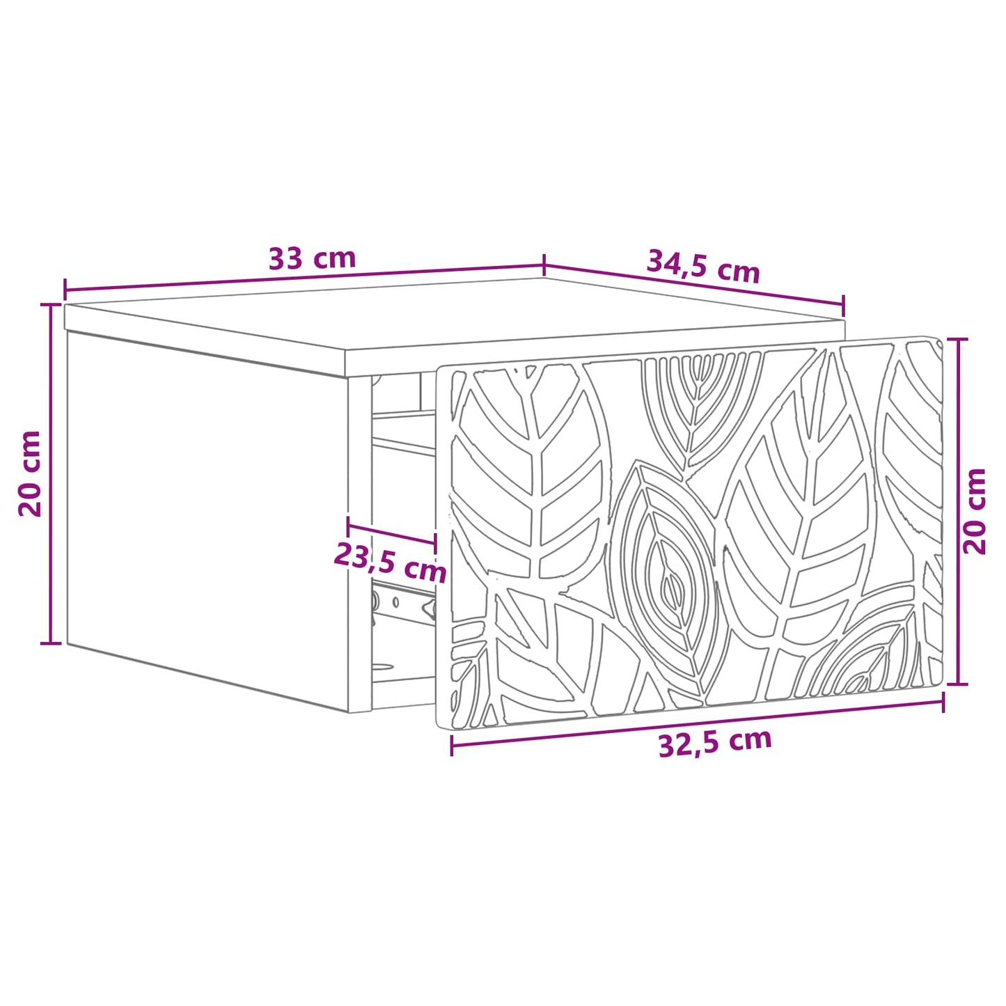 Væghængt Sideskab Hvid 34,5 x 33 x 20 cm Konstrueret træ