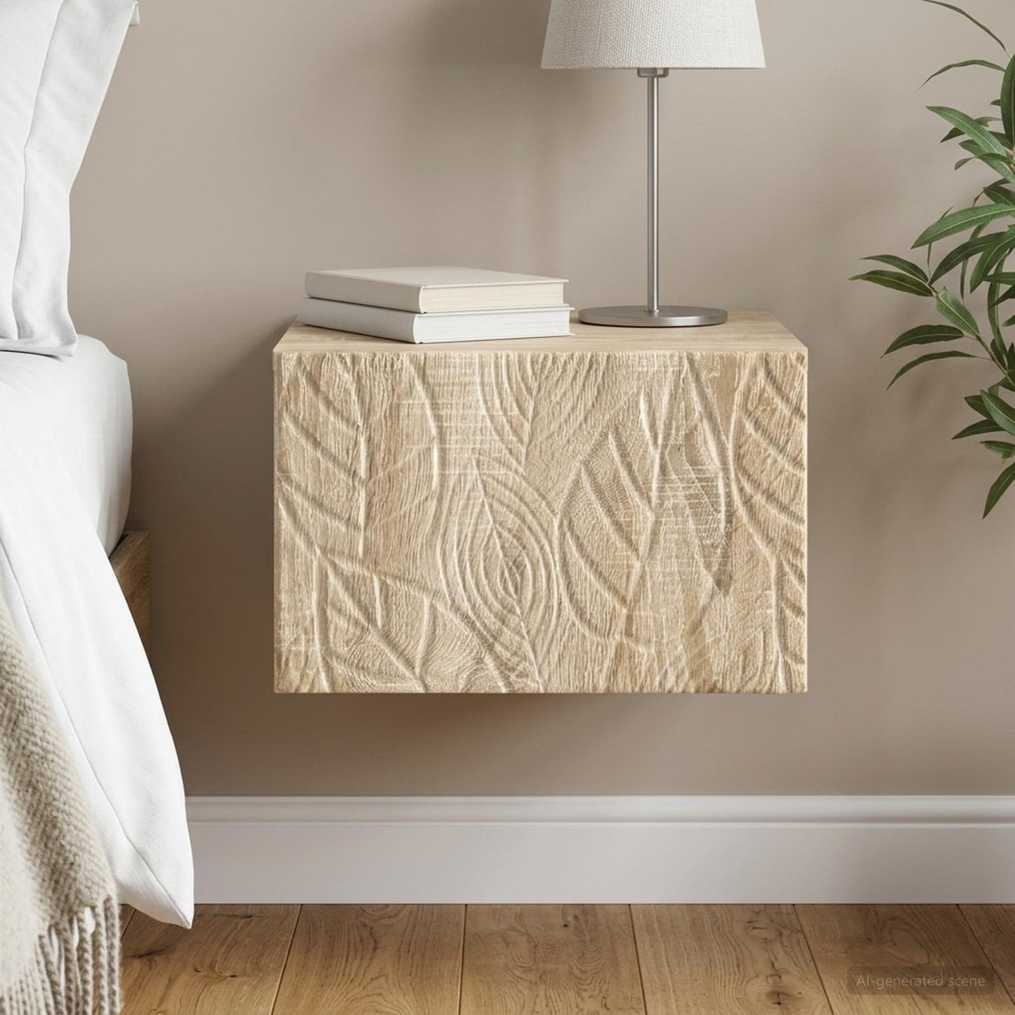 Væghængt Natbord Sonoma-eg 49 x 34,5 x 20 cm Konstrueret træ
