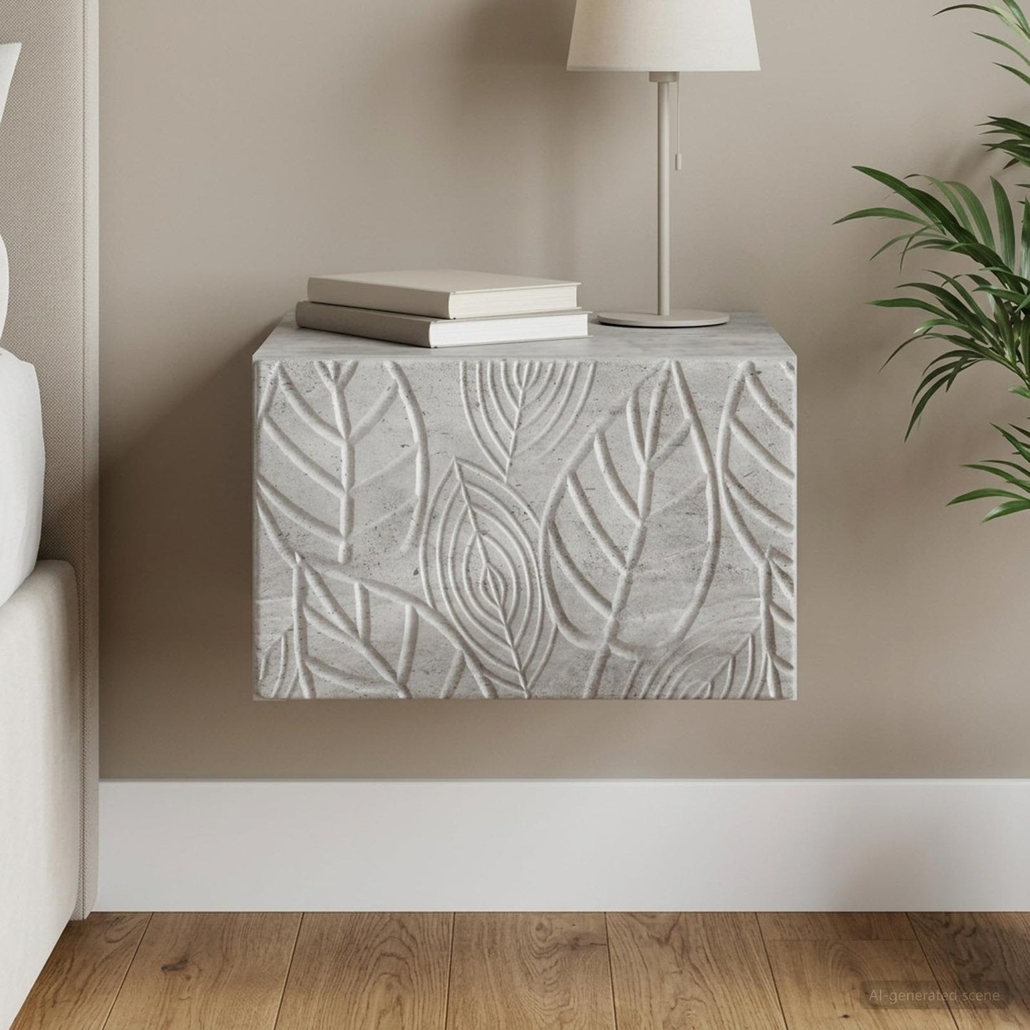 Væghængt Natbord Betongrå 49 x 34,5 x 20 cm Konstrueret træ