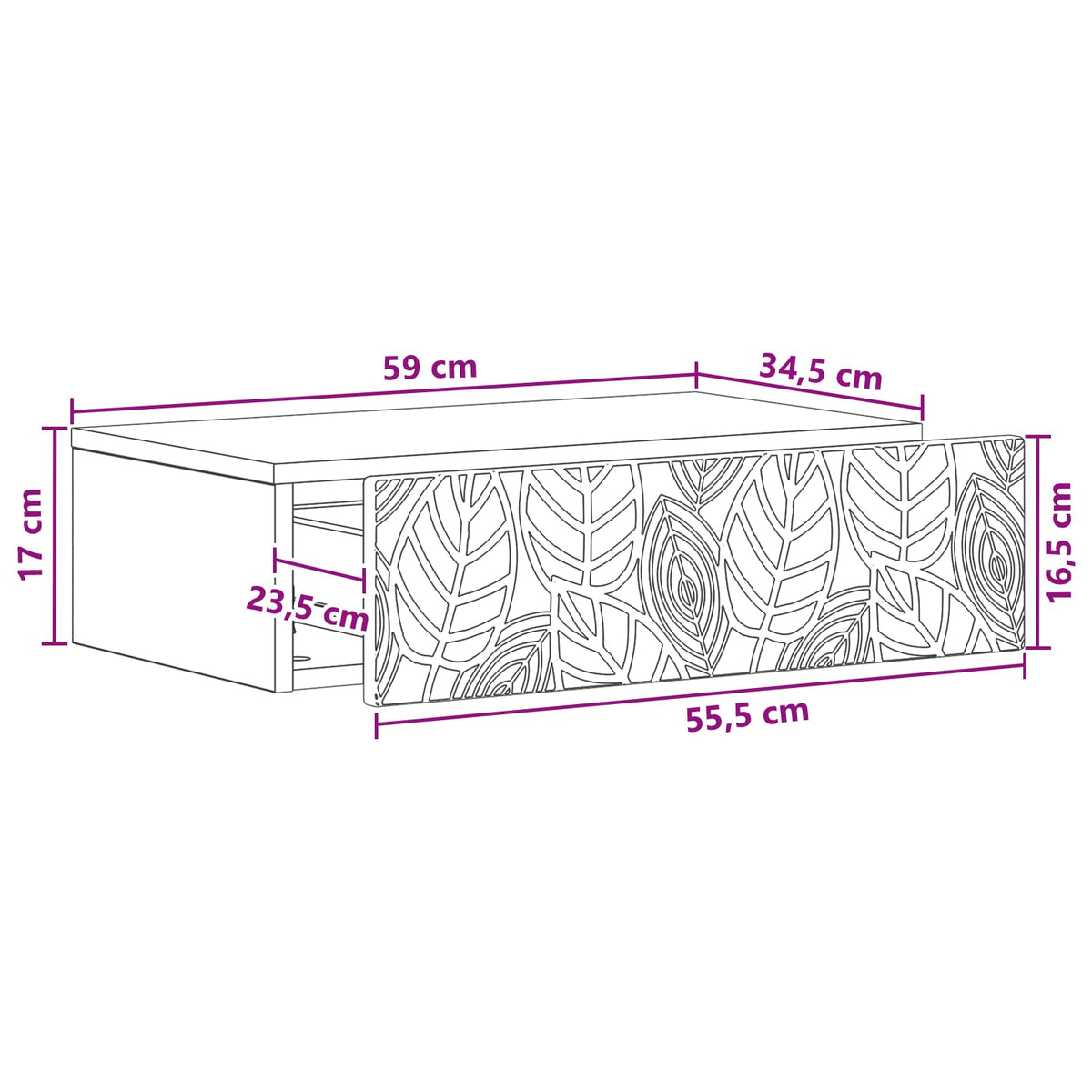 Væghængt Sideskab 59 x 34,5 x 17 cm Konstrueret træ Røget eg