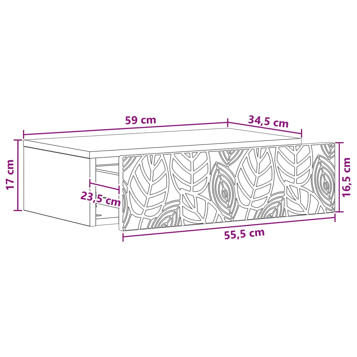 Væghængt Sideskab 59 x 34,5 x 17 cm Konstrueret træ Grå Sonoma