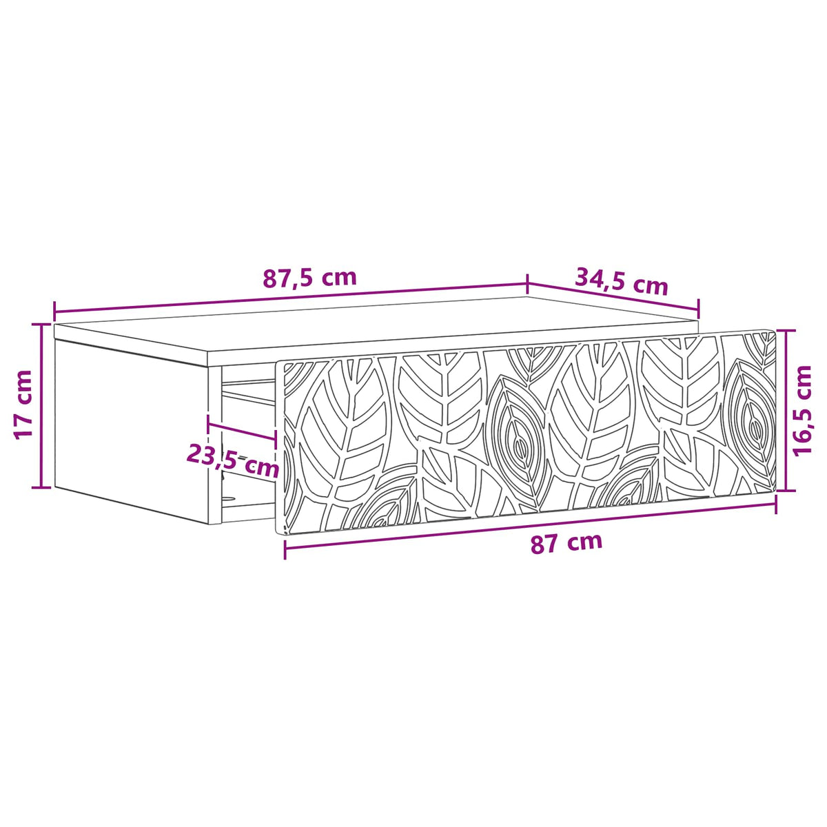 Væghængt Sideskab 87,5 x 34,5 x 17 cm Konstrueret træ Røget eg