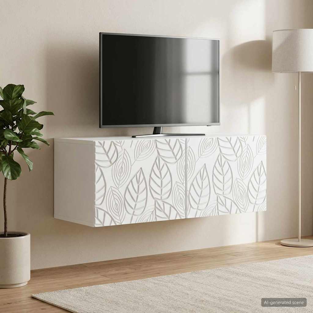 Væghængt TV-skab 59,5 x 41 x 30 cm Hvid Konstrueret træ