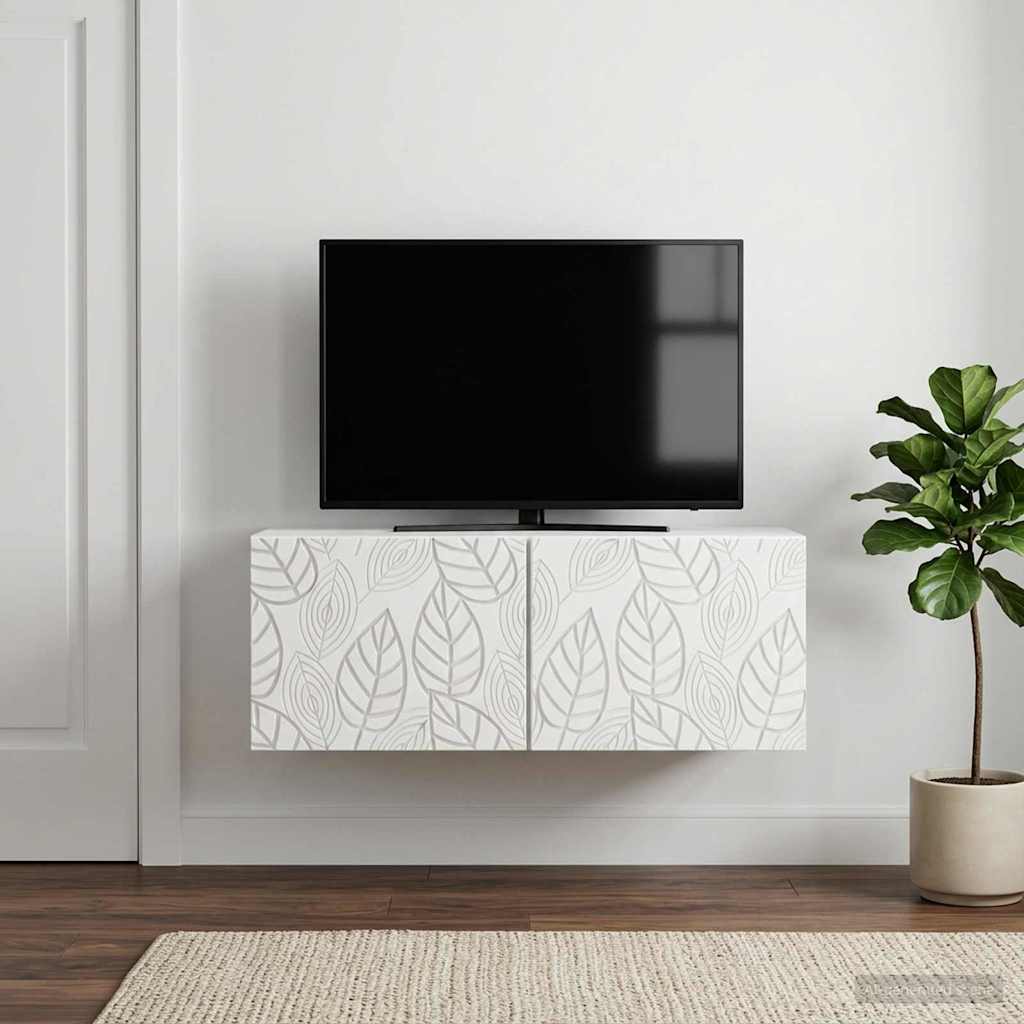 Væghængt TV-skab 59,5 x 41 x 30 cm Hvid Konstrueret træ