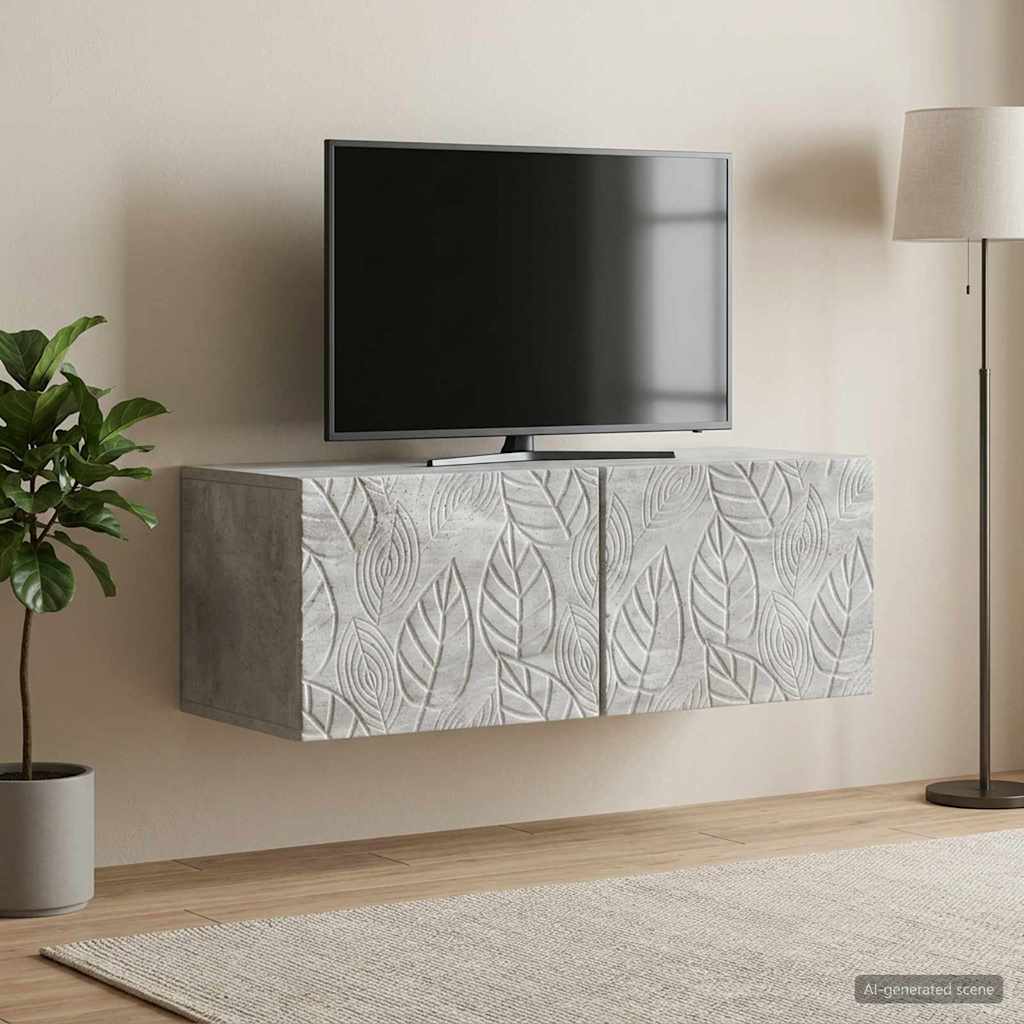 Væghængt TV-skab 59,5 x 41 x 30 cm Betongrå Konstrueret træ