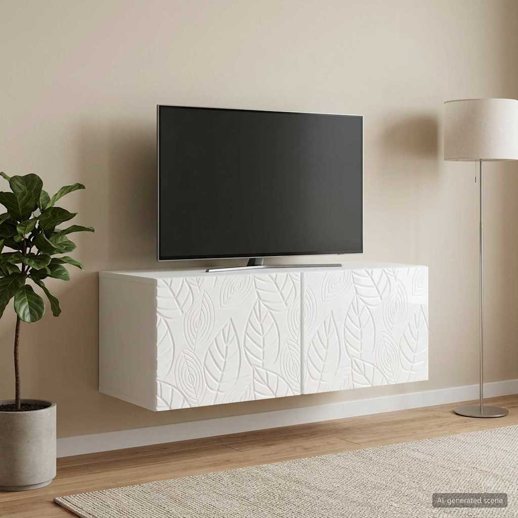 Væghængt TV-skab 59,5 x 41 x 30 cm Hvid højglans