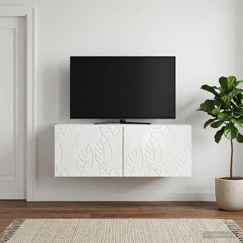 Væghængt TV-skab 59,5 x 41 x 30 cm Hvid højglans