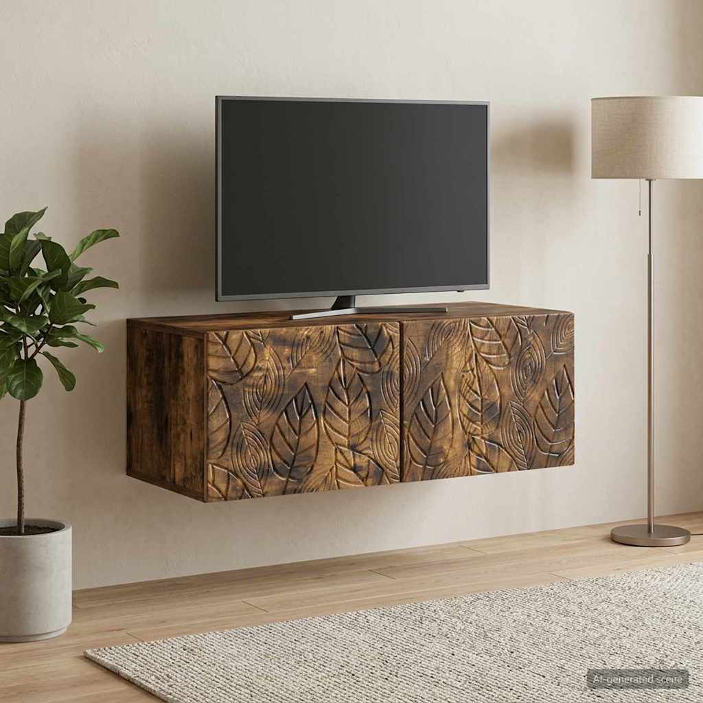 Væghængt TV-skab 59,5 x 41 x 30 cm Røget eg Konstrueret træ