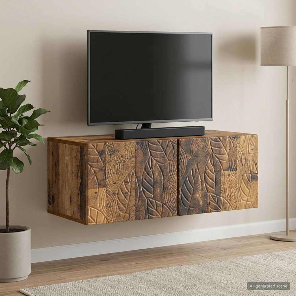 Væghængt TV-skab 59,5 x 41 x 30 cm Gammelt træ Konstrueret træ
