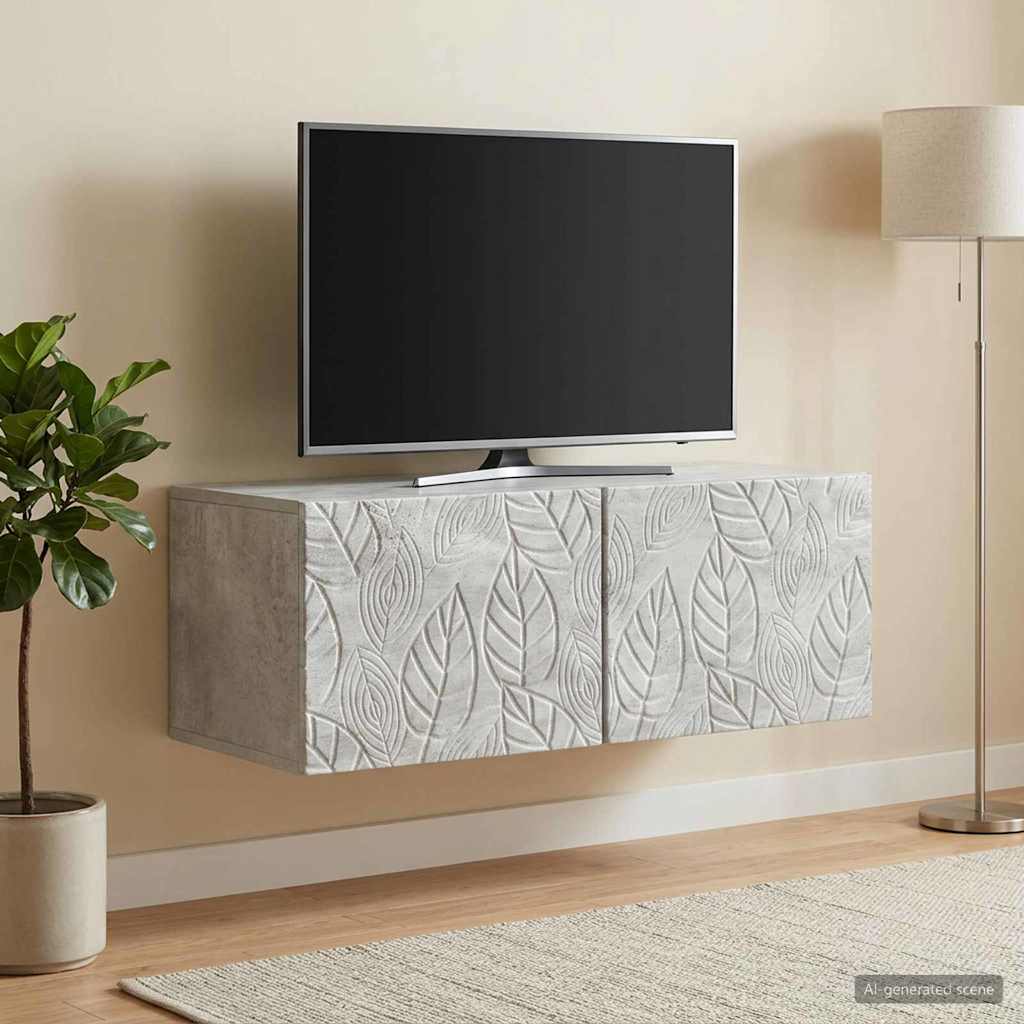 Væghængt TV-skab 78,5 x 41 x 30 cm Betongrå Konstrueret træ