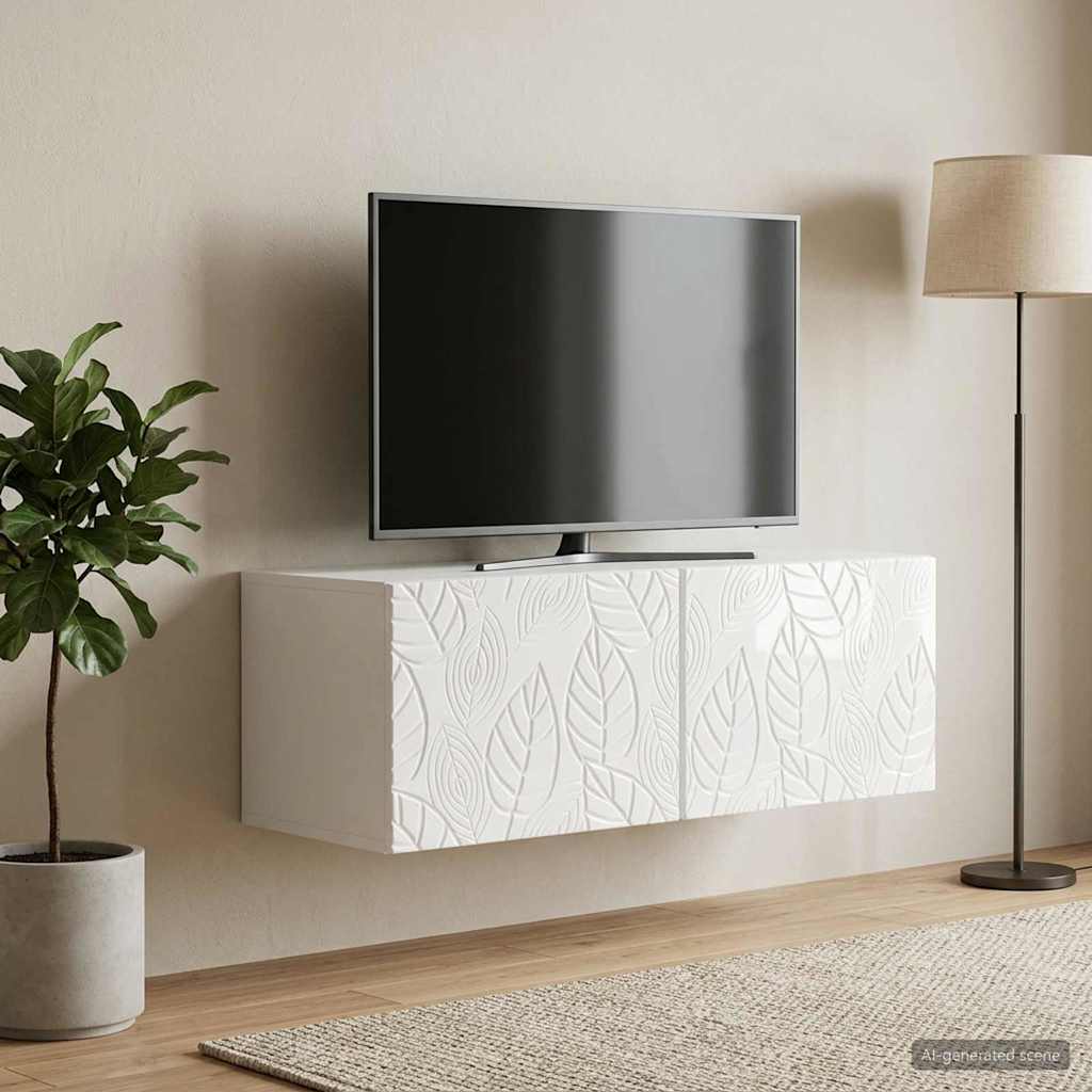 Væghængt TV-skab 78,5 x 41 x 30 cm Hvid højglans