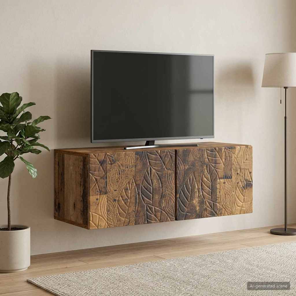 Væghængt TV-skab 78,5 x 41 x 30 cm Gammelt træ Konstrueret træ