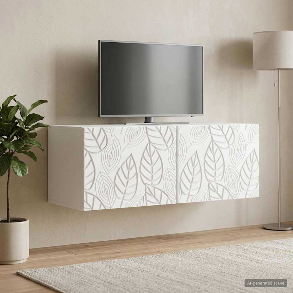 Væghængt TV-skab 98 x 41 x 30 cm Hvid Konstrueret træ