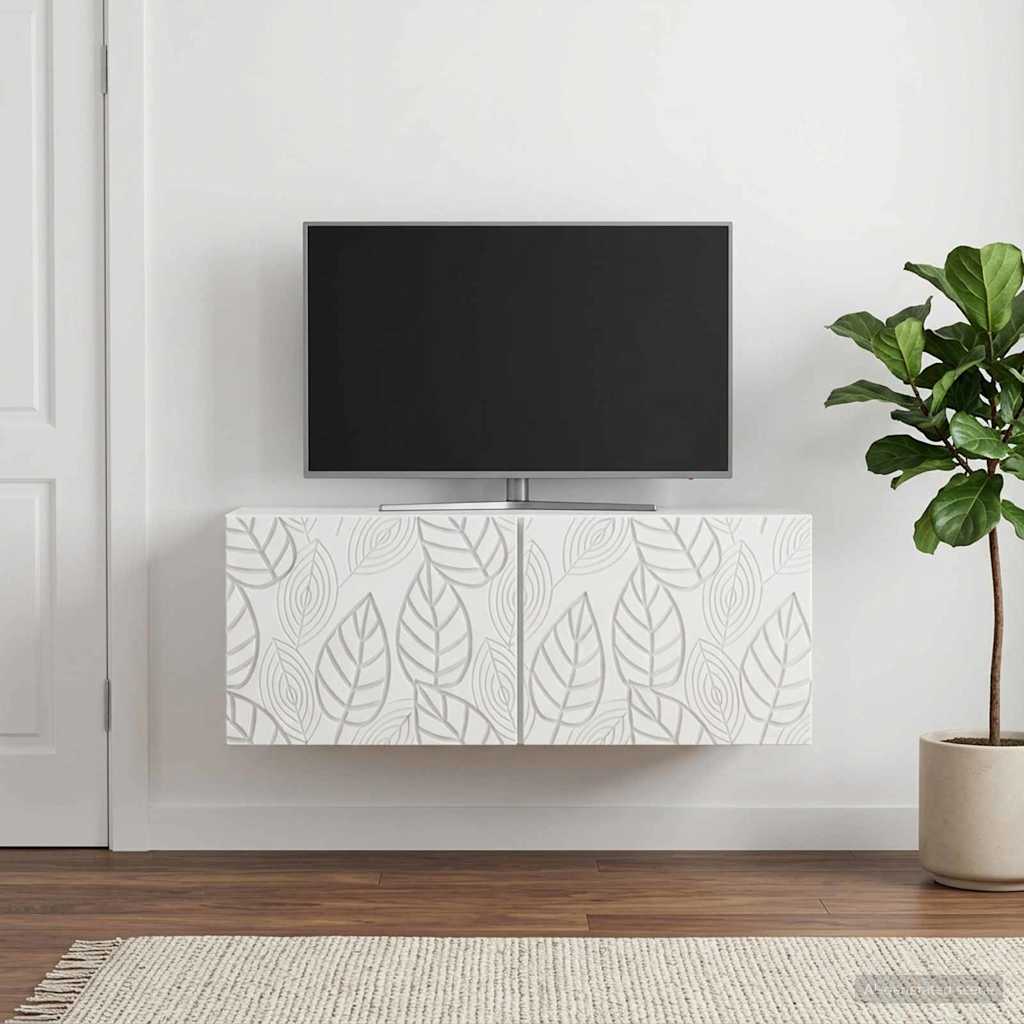 Væghængt TV-skab 98 x 41 x 30 cm Hvid Konstrueret træ