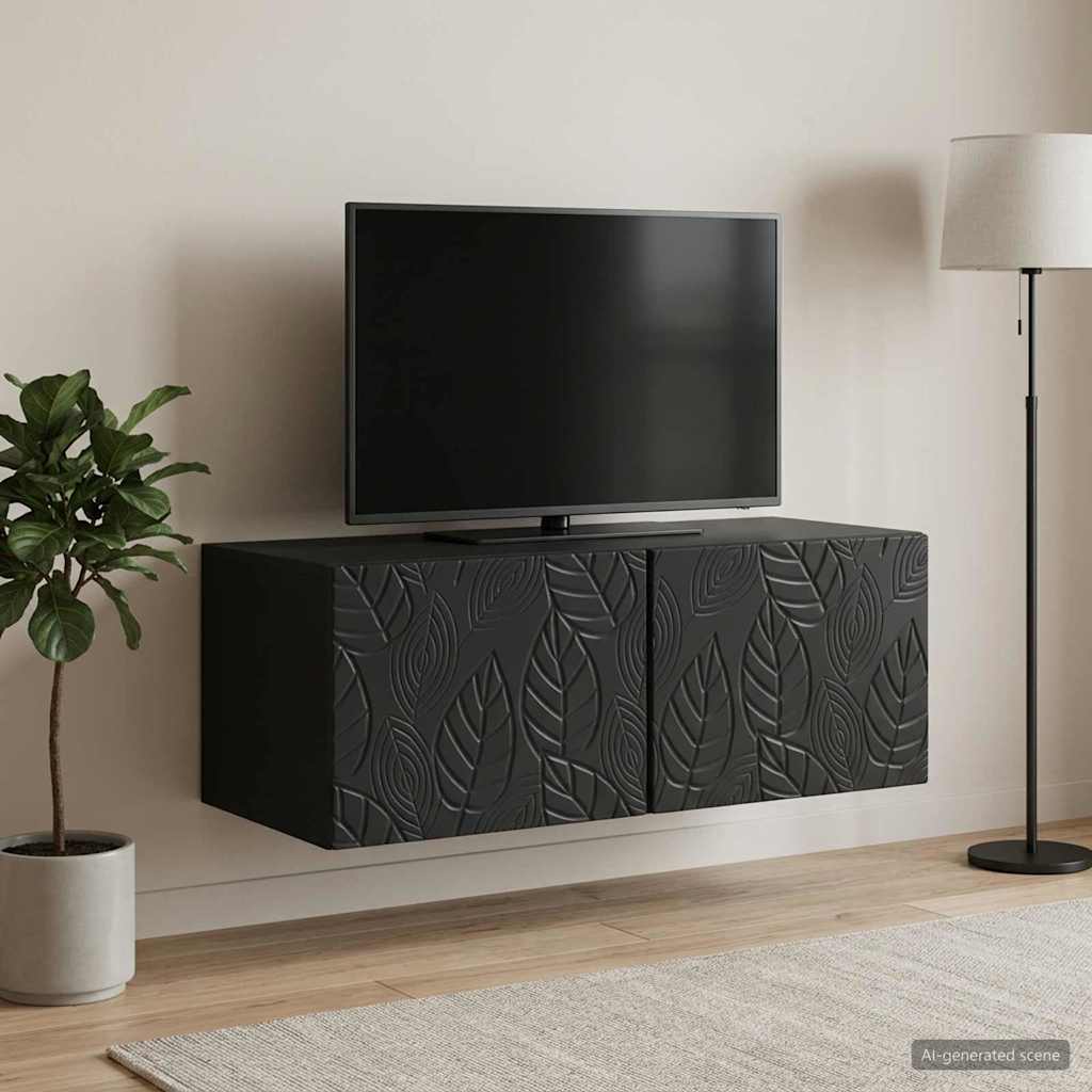 Væghængt TV-skab 98 x 41 x 30 cm Sort Konstrueret træ