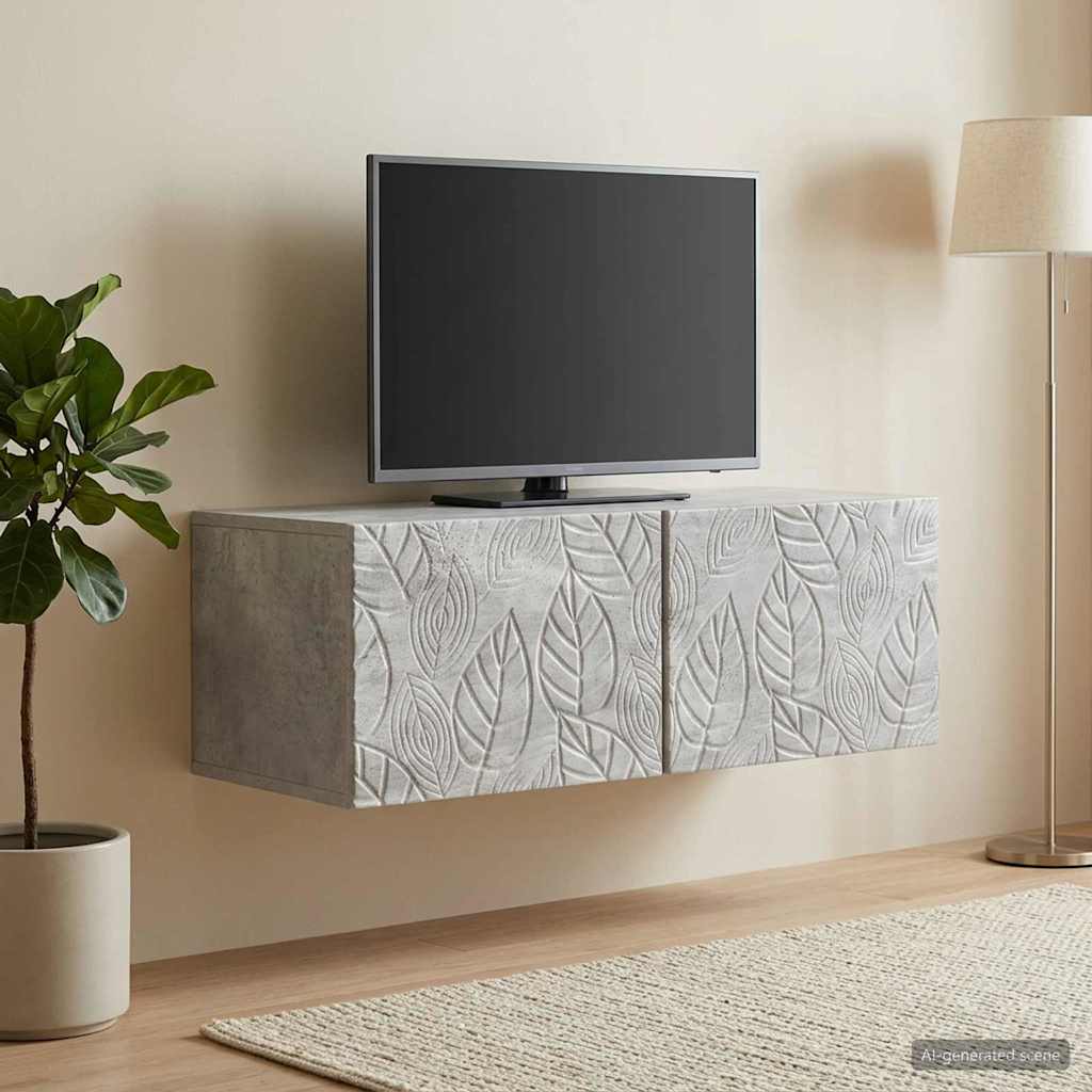 Væghængt TV-skab 98 x 41 x 30 cm Betongrå Konstrueret træ