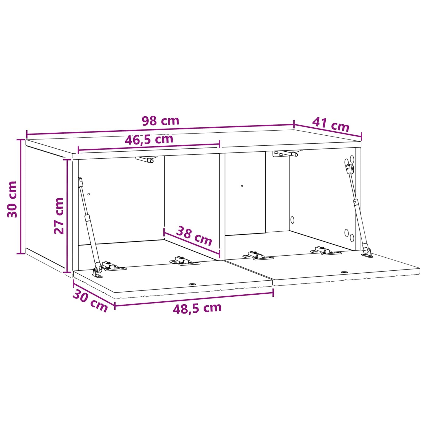 Væghængt TV-skab 98 x 41 x 30 cm Betongrå Konstrueret træ