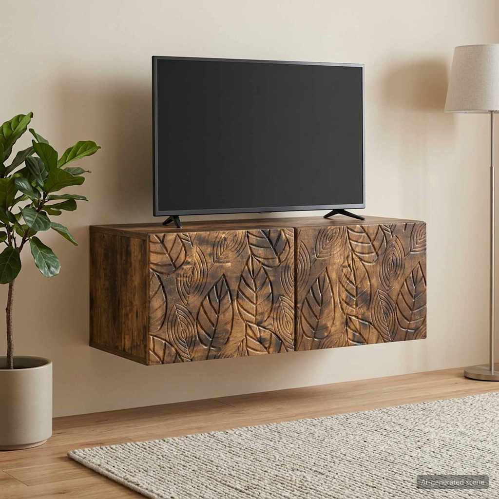 Væghængt TV-skab 98 x 41 x 30 cm Røget eg Konstrueret træ
