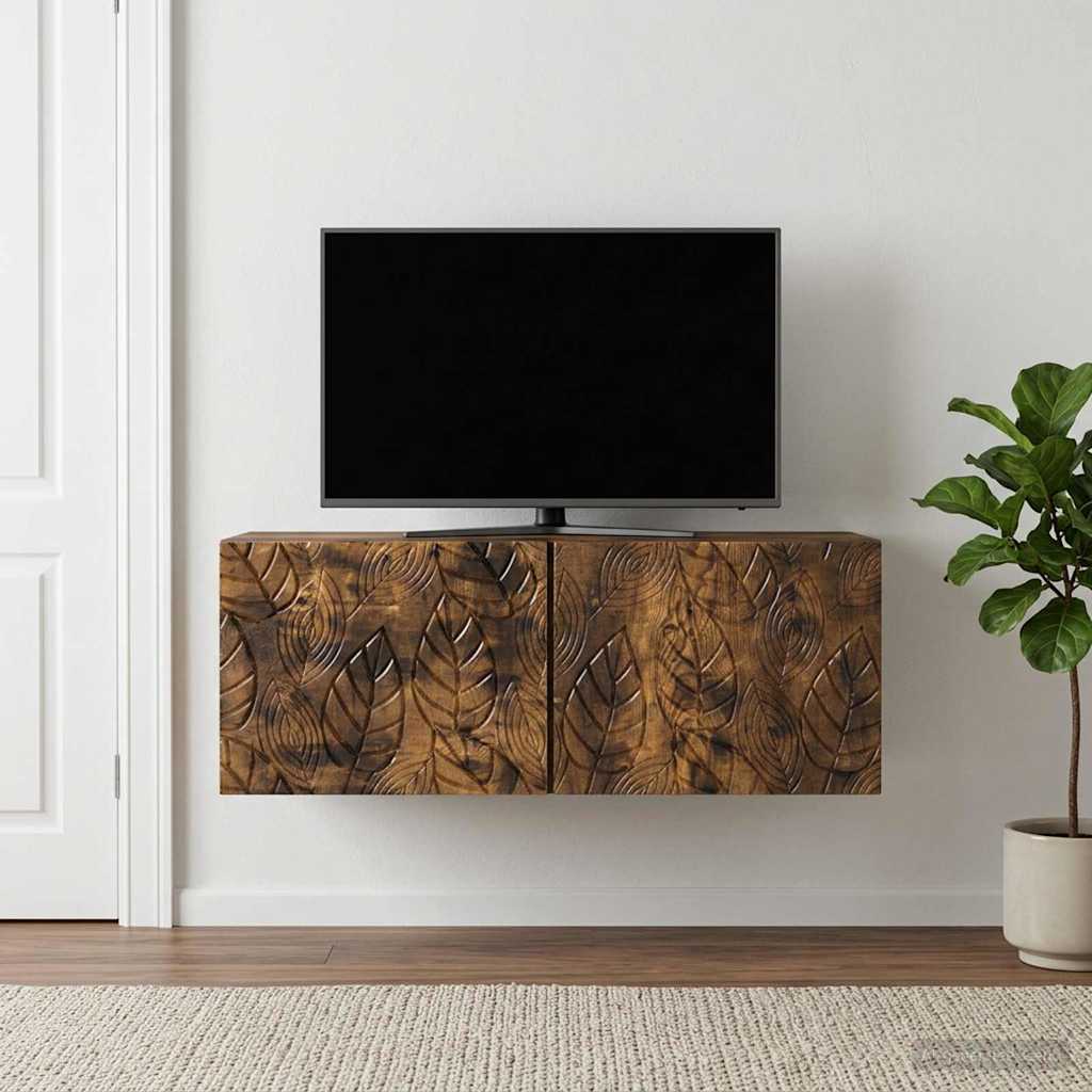 Væghængt TV-skab 98 x 41 x 30 cm Røget eg Konstrueret træ
