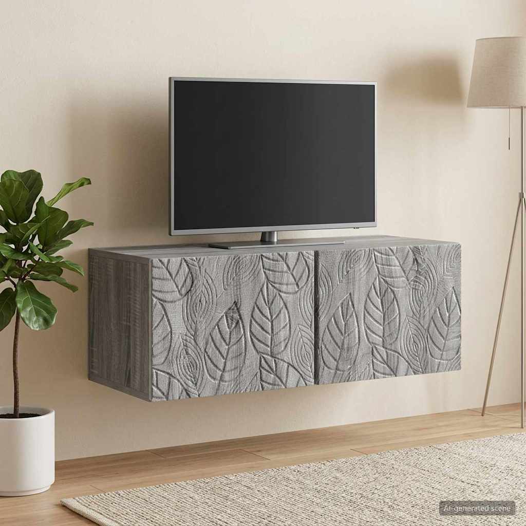 Væghængt TV-skab 98 x 41 x 30 cm Grå Sonoma Konstrueret træ