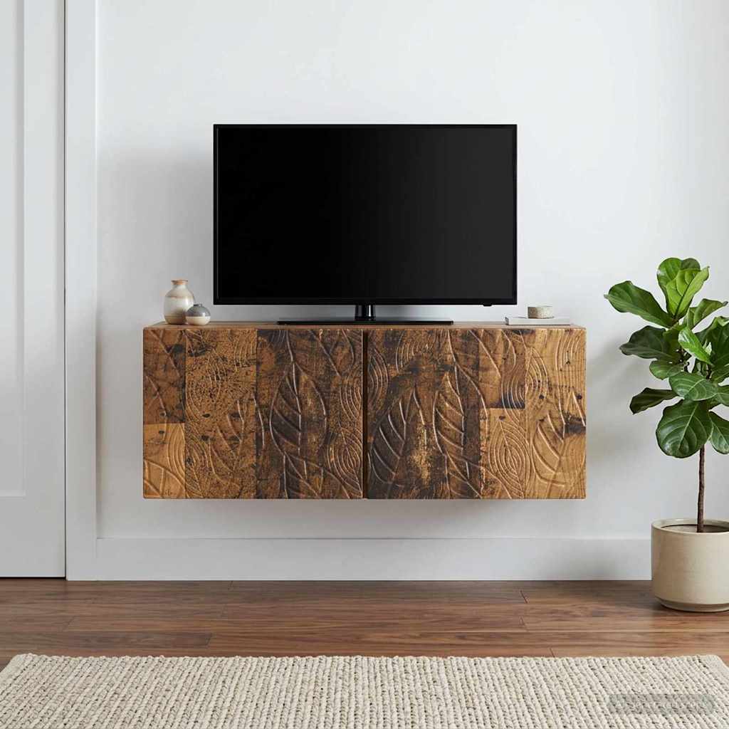Væghængt TV-skab 98 x 41 x 30 cm Gammelt træ Konstrueret træ