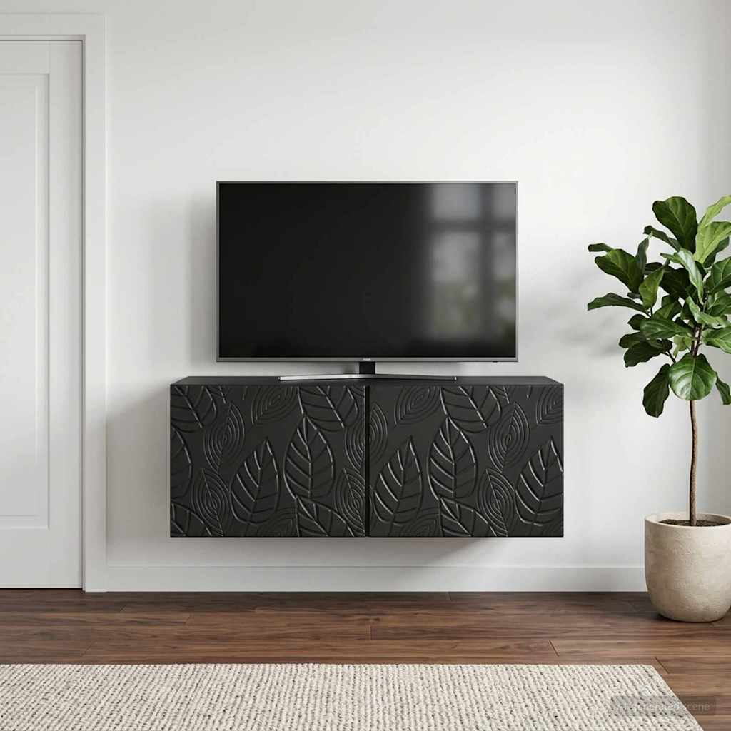 Væghængt TV-skab 59,5 x 31 cm Sort Konstrueret træ Vægmonteret