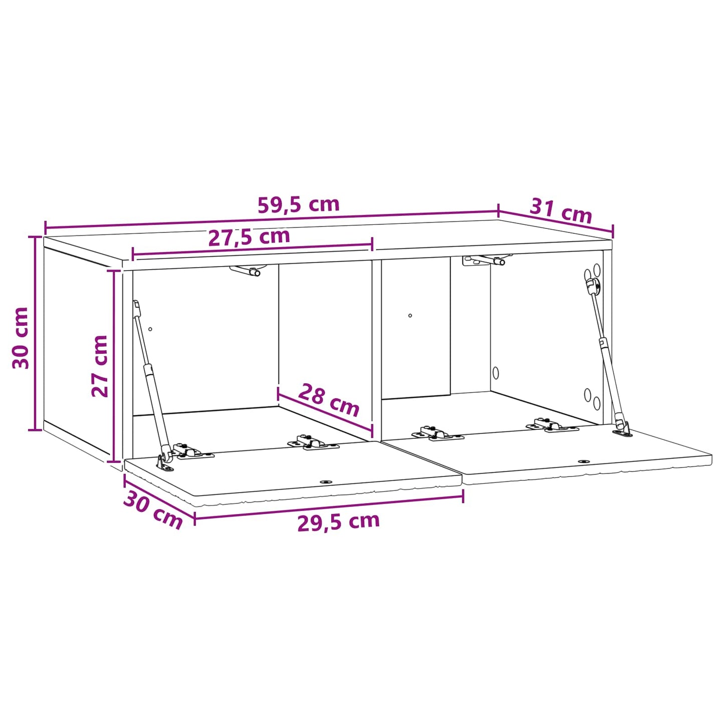 Væghængt TV-skab 59,5 x 31 cm Sonoma-eg Konstrueret træ