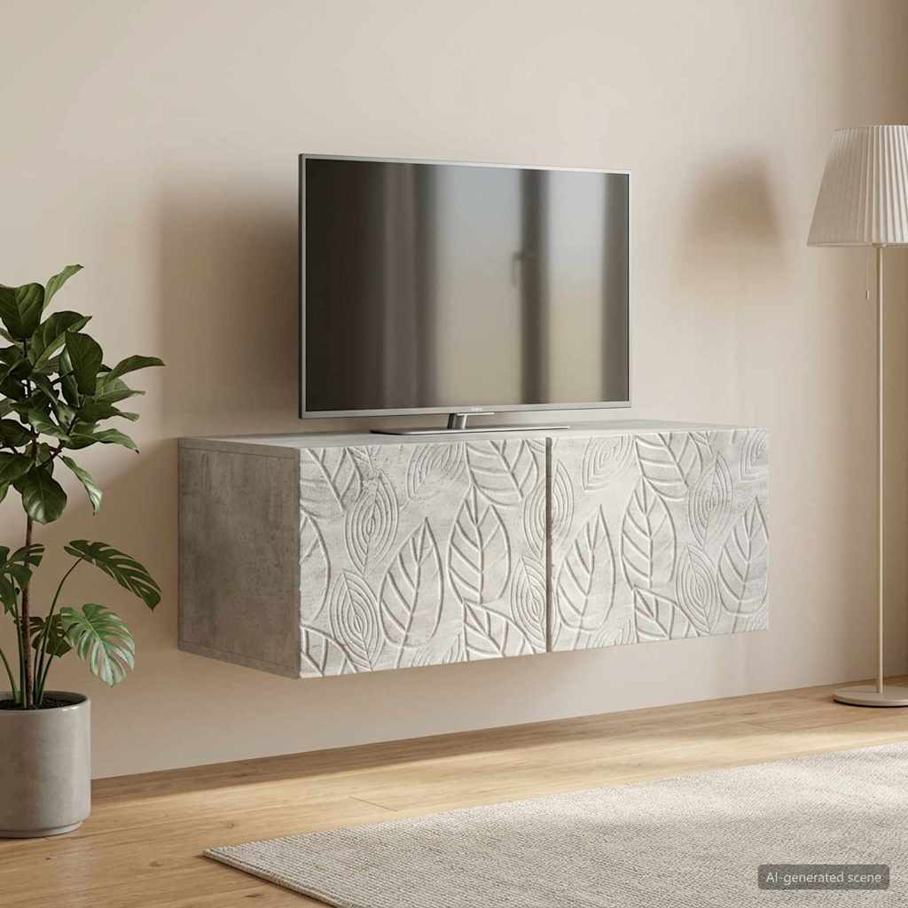 Væghængt TV-skab 59,5 x 31 cm Betongrå Konstrueret træ