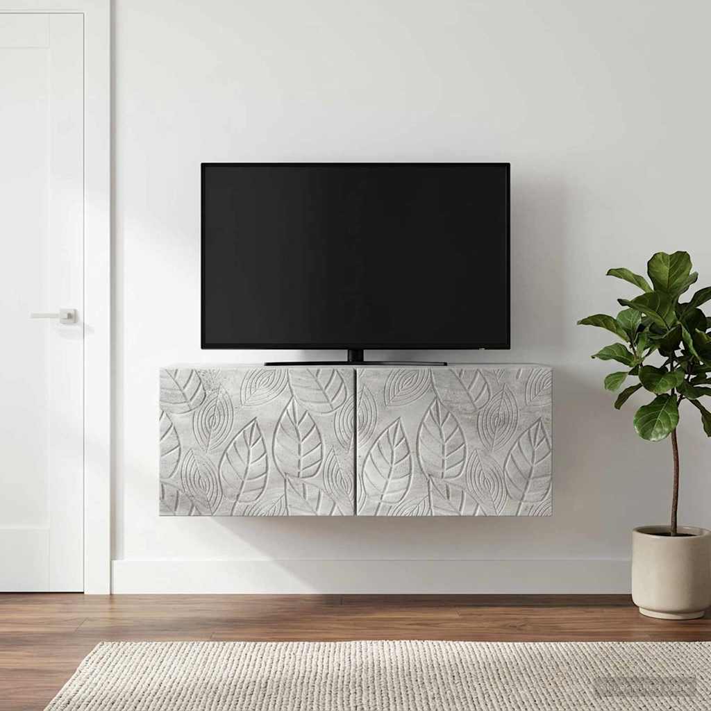 Væghængt TV-skab 59,5 x 31 cm Betongrå Konstrueret træ