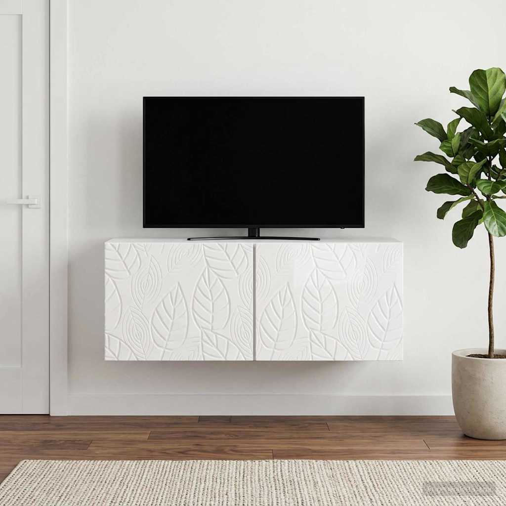 Væghængt TV-skab 59,5 x 31 cm Hvid højglans Konstrueret træ