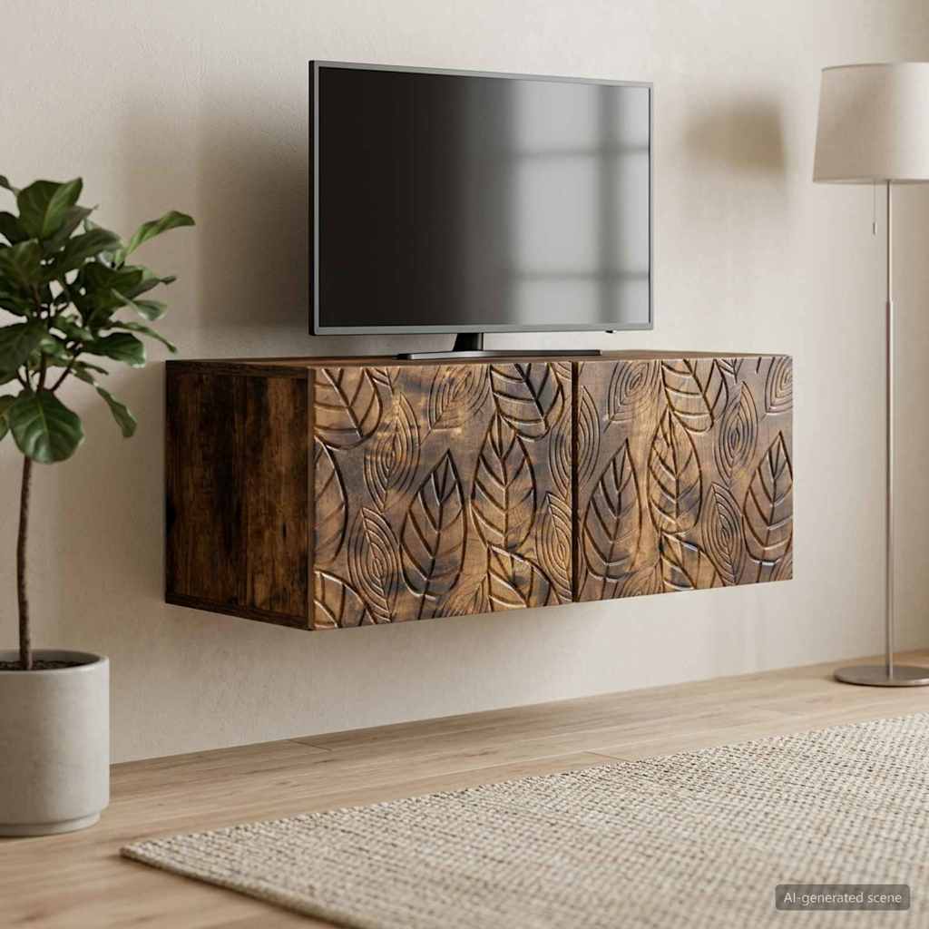 Væghængt TV-skab 59,5 x 31 cm Røget eg Konstrueret træ