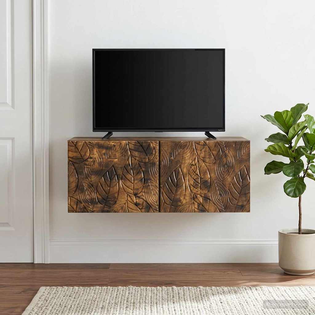 Væghængt TV-skab 59,5 x 31 cm Røget eg Konstrueret træ