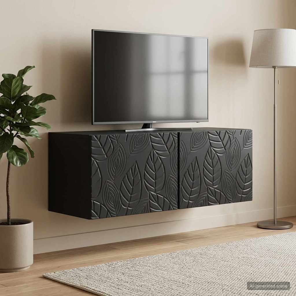Væghængt TV-skab 78,5 x 31 cm Sort Konstrueret træ Vægmonteret