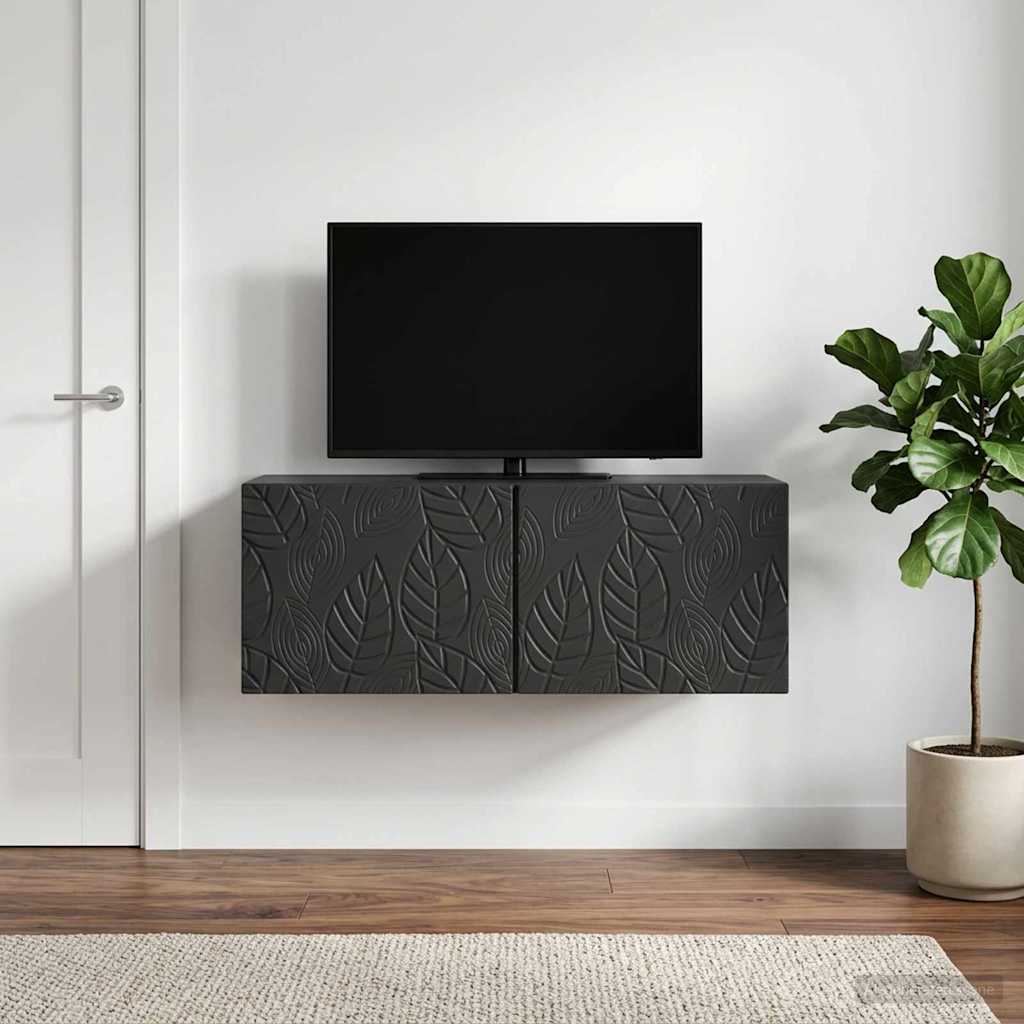 Væghængt TV-skab 78,5 x 31 cm Sort Konstrueret træ Vægmonteret