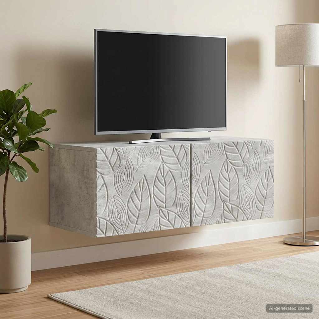 Væghængt TV-skab 78,5 x 31 cm Betongrå Konstrueret træ
