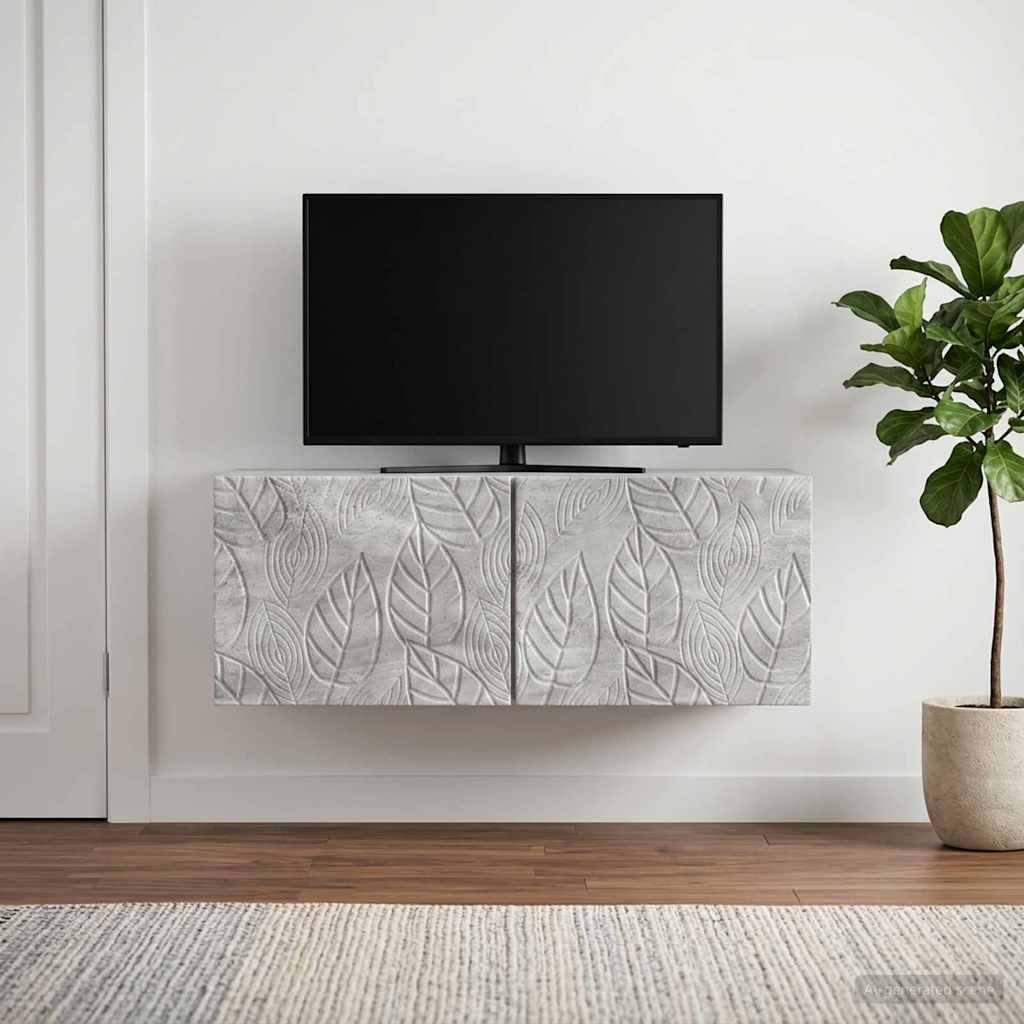 Væghængt TV-skab 78,5 x 31 cm Betongrå Konstrueret træ