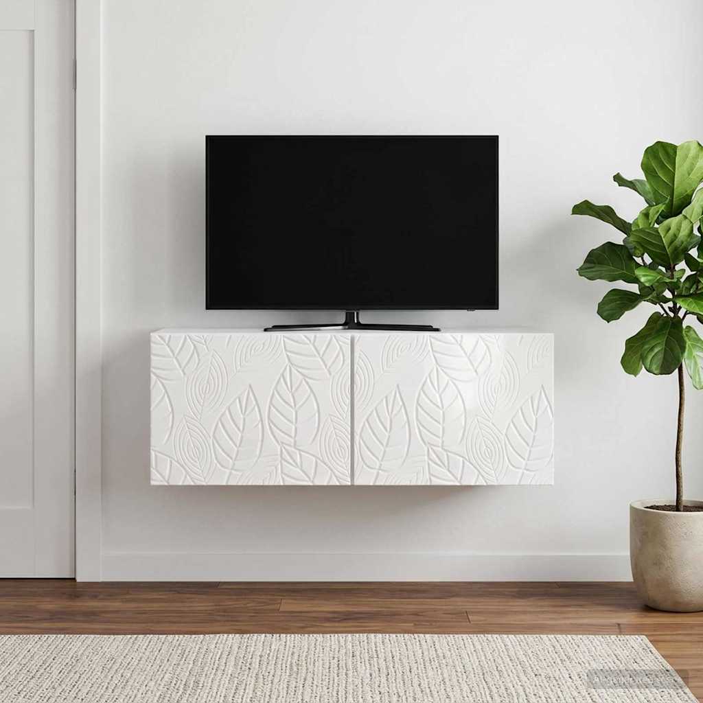 Væghængt TV-skab 78,5 x 31 cm Hvid højglans Konstrueret træ