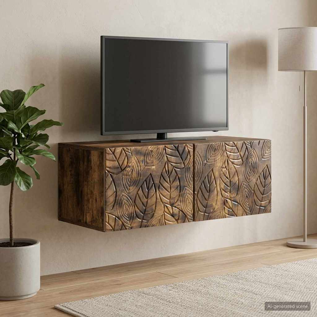 Væghængt TV-skab 78,5 x 31 cm Røget eg Konstrueret træ